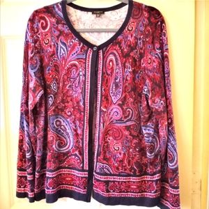 Talbots Paisley Cardigan Sweater